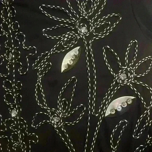 Once 1 Again Vintage Button Down Bling Floral Sequin Shirt size Small - Picture 3 of 8